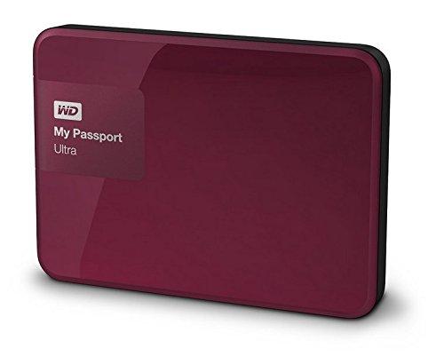 WD My Passport Ultra - Disco Duro Externo portátil de 2 TB (2.5", USB 3.0), Color Burdeos