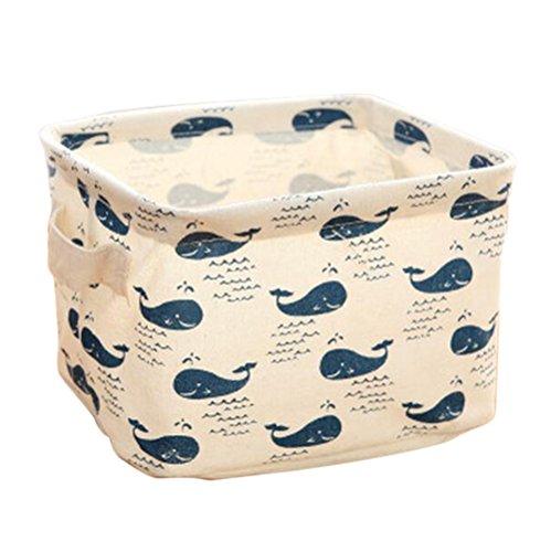 Westeng Caja de almacenamiento plegable Caja de almacenamiento de tela Mesa Organizador Cajón de tela Con mangos y patrones de animales para papelería y maquillaje (Blanco)