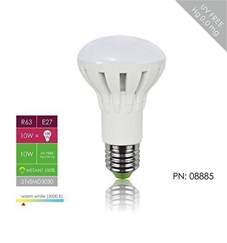 Whitenergy 08885 - Proyector LED (R63, casquillo E27, 10 W, 810 lm, 3000 K, mate)