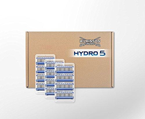 Wilkinson Sword FFP BOX Hydro 5 - Caja de 12 Recambios de Cuchillas de Afeitar de 5 Hojas para Hombres, Recambios Desechables de Afeitado Manual