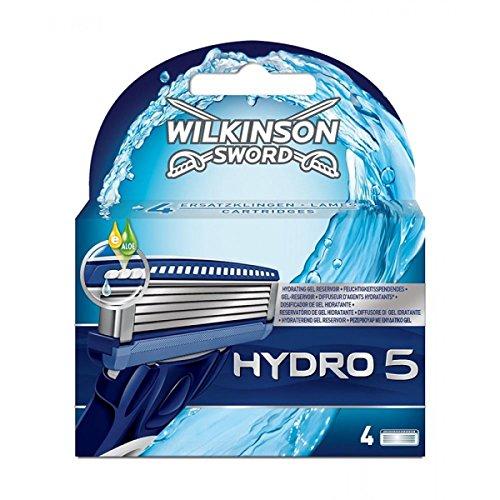 Wilkinson Sword Hydro 5 - Cargador de 4 recambios de cuchillas de afeitar masculinas de cinco hojas Wilkinson Hydro 5 con dosificador de gel para máxima hidratación
