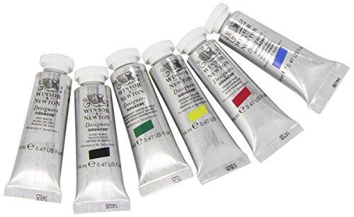 Winsor & Newton - Set de colores primarios de gouache para diseño, 6 tubos de 14 ml