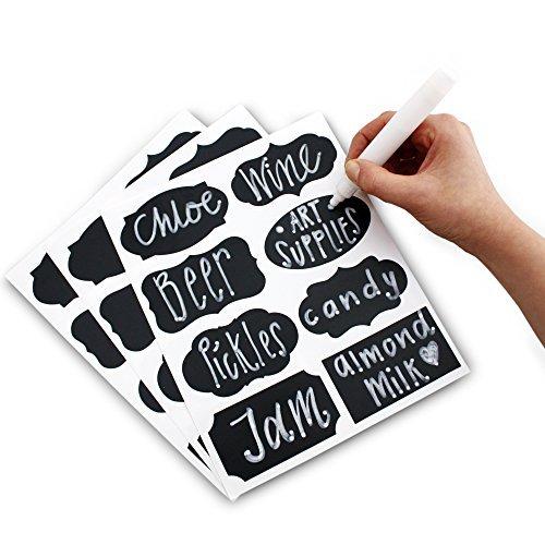 Prime Folks Co. 48 x~Chalkboard Labels Kit Incluye Pegatinas de etiquetado de rotuladores de Tiza líquida bolígrafo~8 Diferentes Trendy Designs