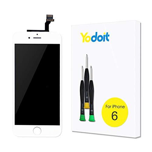 Yodoit para iPhone 6 LCD Pantalla y Montaje Digitalizador Pantalla Táctil de Cristal Reemplazo con Marco + Kit de Herramientas de Reparación (4.7 Pulgadas de Blanco)