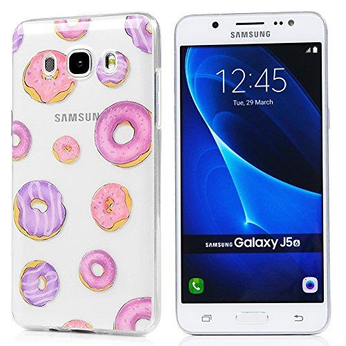 YOKIRIN para Funda para Samsung Galaxy J5 2016 Versión 5.2" TPU, Carcasa Silicona Gel Transparente Cristal Cáscara Cover Case Ultra Slim Thin - Donuts