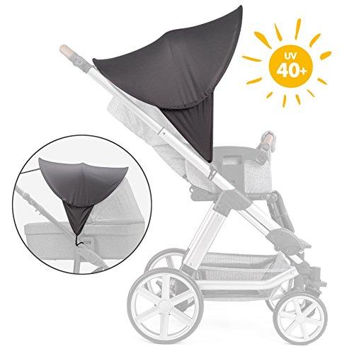 Zamboo Toldo Pop Up XL / Protector solar Universal para cochecitos, capazos y sillas de paseo - Parasol con protección UV 40+ y funda - Gris oscuro