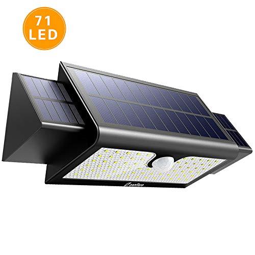 Zanflare Lámpara Solar con Sensor de Movimiento 71 LED Luz, Lámpara de Panel Solar Movimiento y Energía Solar Impermeable Luminosa Seguridad al Aire Libre?batería: 2 * 2600 18650.